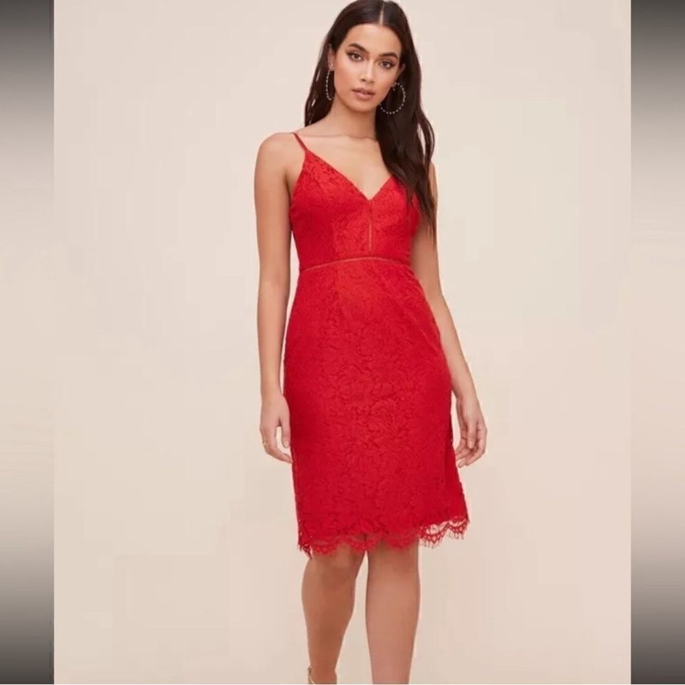 Astr the label red lace mini dress
